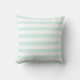 Almofada Padrão de Linhas Pastel Branco Suave e Verde Ciano