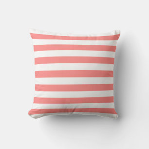 Almofada Padrão de Linhas Rosa Pastel e Branco