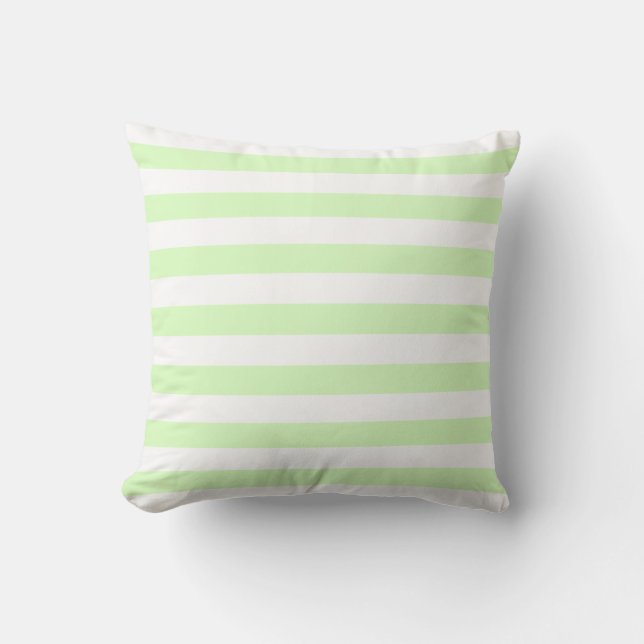 Almofada Padrão de Linhas Verde Limão Pastel e Branco (Frente)
