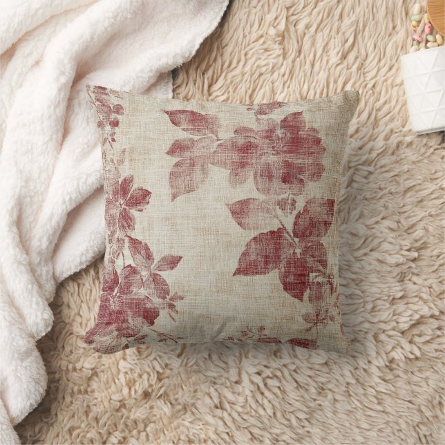 Almofada Padrão de Linho Floral Rosa Rustico (1) (Cobertor)