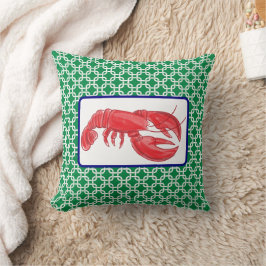 Almofada Padrão de Link Vermelho Preppy do Lagostim Verde B