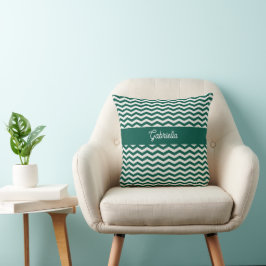 Almofada Padrão de listra ziguezague em chevron verde-teal