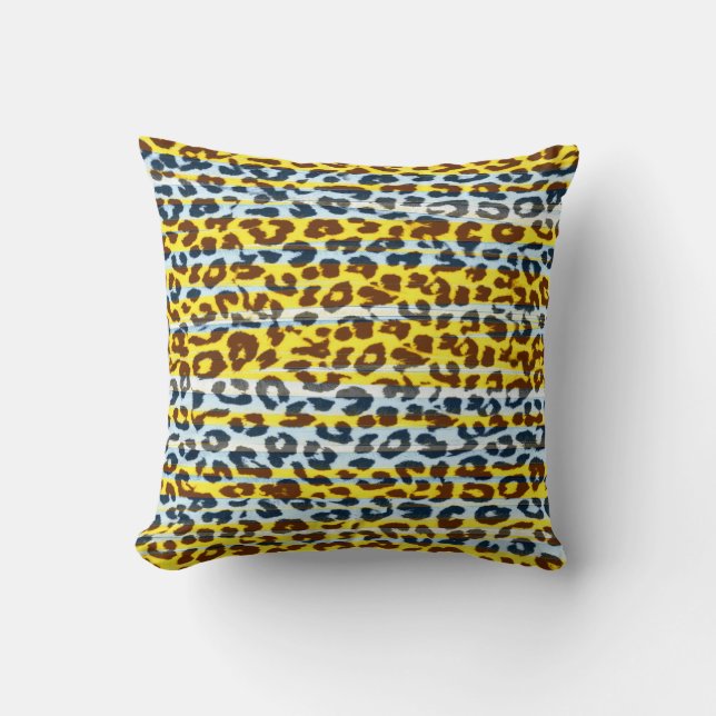 Almofada Padrão de listras amarelas abstrato de peles-leopa (Frente)