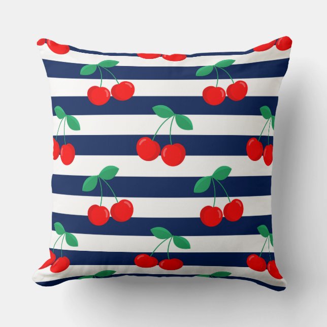 Almofada Padrão de Listras de Cereja – Presente e Decoração (Frente)