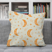 Padrão de lua e estrelas Boho laranja