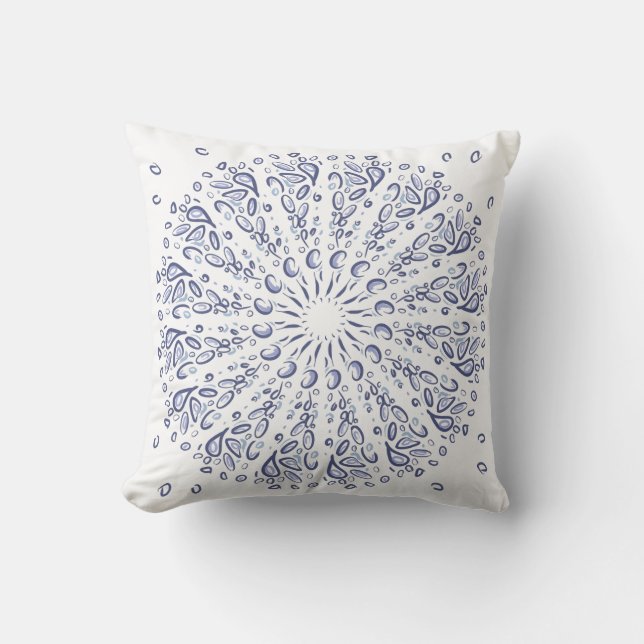Almofada Padrão de mandala azul (Frente)