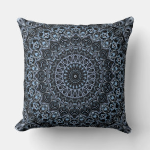 Almofada Padrão de Mandala Azul Escuro Exótico
