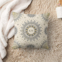 Padrão de Mandala Monograma Dourado Cinza
