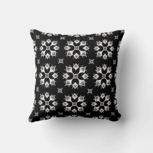 Almofada Padrão de Mandala Na moda preto e branco moderno e