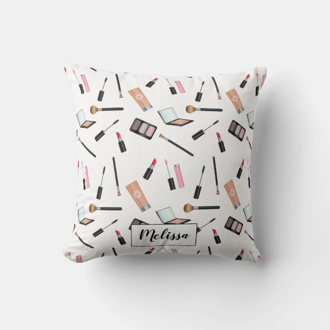 Almofada Padrão de Maquiagem Junto com Nome Personalizado (Frente)