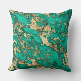 Almofada Padrão de Mármore Teal e Dourado Moderno