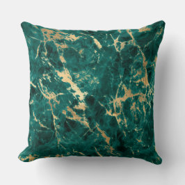 Almofada Padrão de Mármore Teal e Dourado Moderno