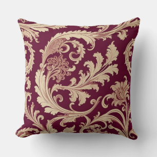Almofada Padrão de Maroon e Beige Vintage