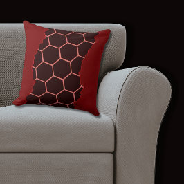 Almofada Padrão de Mel hexagonal Vermelho e Preto Rasgado M
