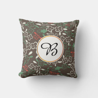 Almofada padrão de monograma e flor