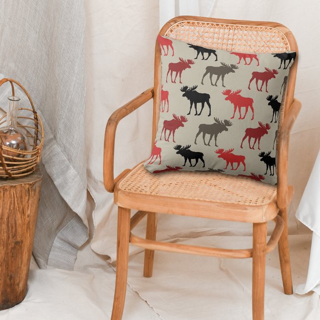 Almofada Padrão de Moose da Cinza Negra Vermelha (Criador carregado)