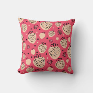 Almofada Padrão de morango cor-de-rosa: design doce sem cos