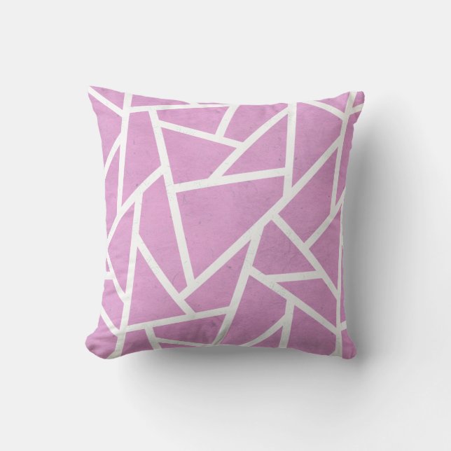 Almofada Padrão de mosaico rosa e branco (Frente)