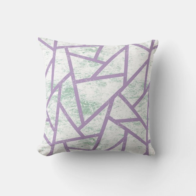 Almofada Padrão de mosaico verde-lavanda e claro (Frente)