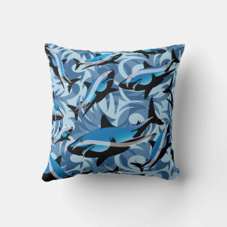 Almofada Padrão de Nadação de Tubarões Azuis