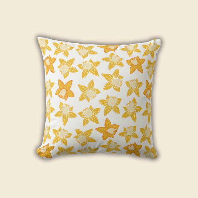 Almofada Padrão de Narciso de Primavera (Daffodil spring floral throw pillow)