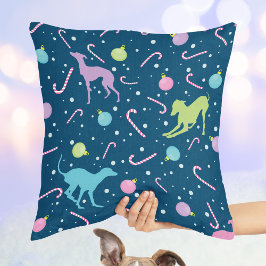 Almofada Padrão de Natal italiano Greyhound Silhute de cão