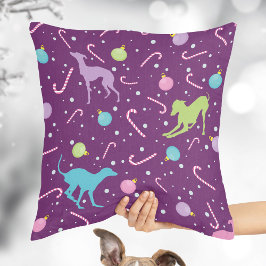 Almofada Padrão de Natal Silhueta de Cachorro Italiano Grey
