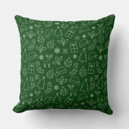 Almofada Padrão de Natal verde e branco do inverno