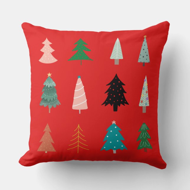 Almofada Padrão de Natal verde rosa e vermelho clássico (Frente)