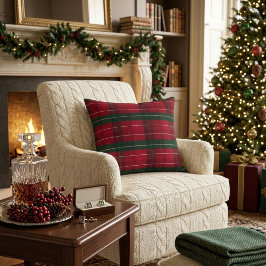 Almofada Padrão de Natal Vermelho-Escuro-Verde