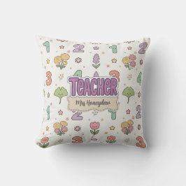 Almofada Padrão de Números da Escola do Professor Roxo