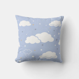 Almofada Padrão De Nuvem E Estrelas Azul Suave