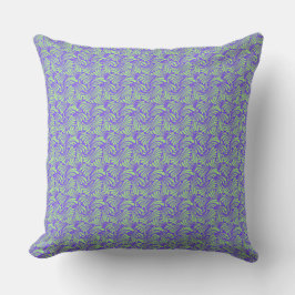 Almofada Padrão de Onda Azul e Mint Moderno