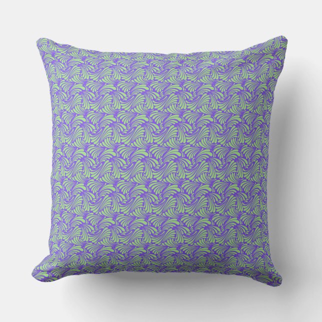 Almofada Padrão de Onda Azul e Mint Moderno (Frente)
