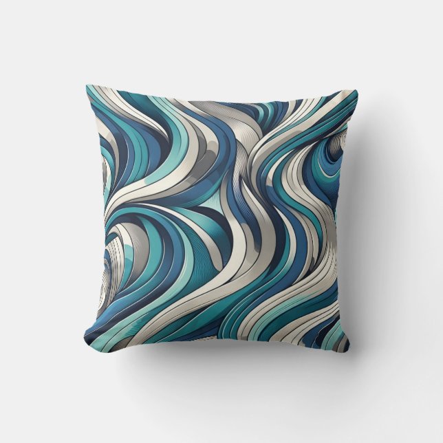 Almofada Padrão de onda inspirado no oceano (Frente)