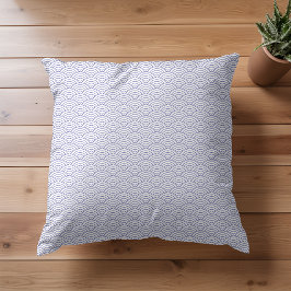 Almofada Padrão de Onda Japonesa Moderno Branco Periwinkle