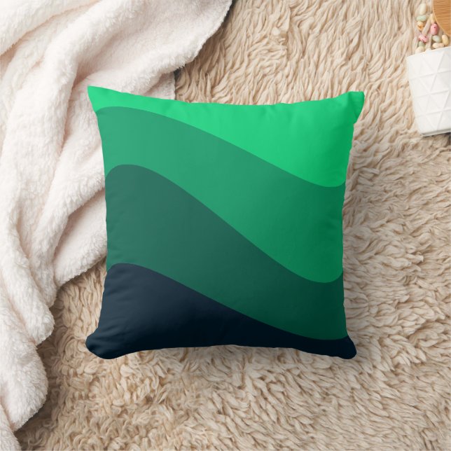 Almofada Padrão de Onda Verde Retrotraída (Cobertor)