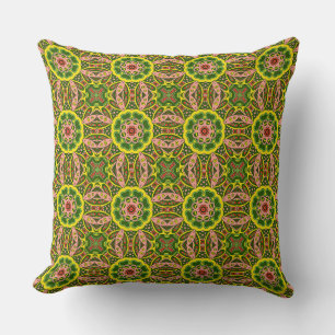 Almofada Padrão de Ornamentado Vermelho Verde Floral Vibran