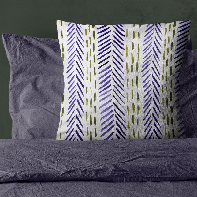 Almofada Padrão de osso de herança de boho em roxo e verde (Criador carregado)