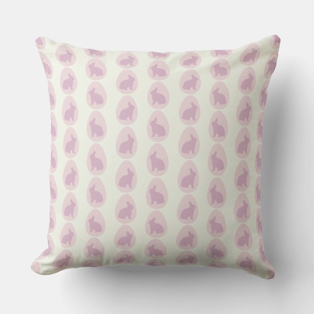 Almofada Padrão de Ovo de Coelho Rosa e Lavanda (Frente)