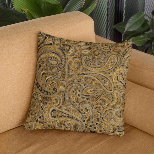 Almofada Padrão de Paisley Floral Beige & Brown (Criador carregado)