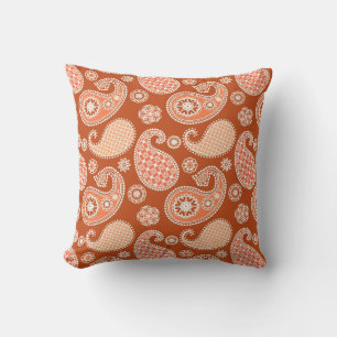 Almofada Padrão de Paisley, tangerina laranja e branca