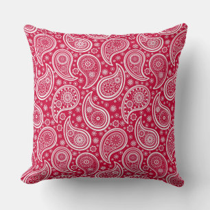 Almofada Padrão de paisley vermelho branco-claro