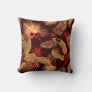 Almofada Padrão de Palma Tropical Moderno  Castanho bege e