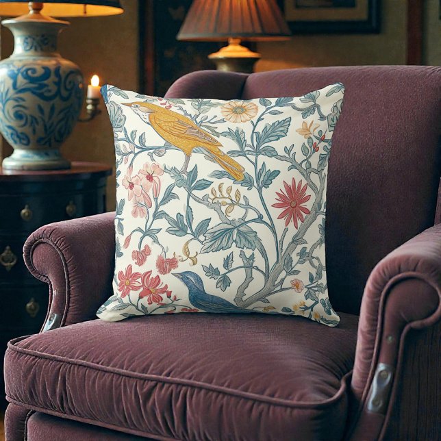 Almofada Padrão de Pássaro Art Nouveau de William Morris (Criador carregado)