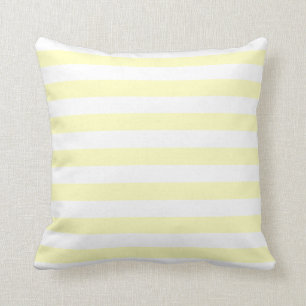 Almofada Padrão de Pastel Amarelo Suave e Linhas Brancas