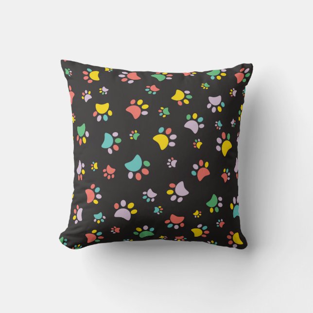 Almofada Padrão de patas coloridas para cães (Frente)