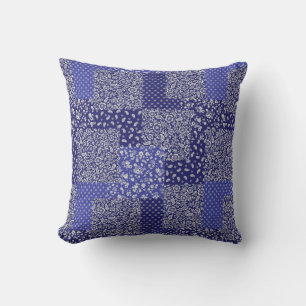 Almofada Padrão de patch Shades Chintz de Bolinhas Azul