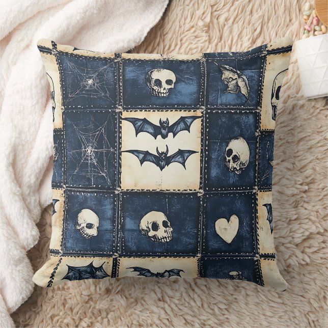 Almofada Padrão de Patchwork do Halloween Denim (Cobertor)