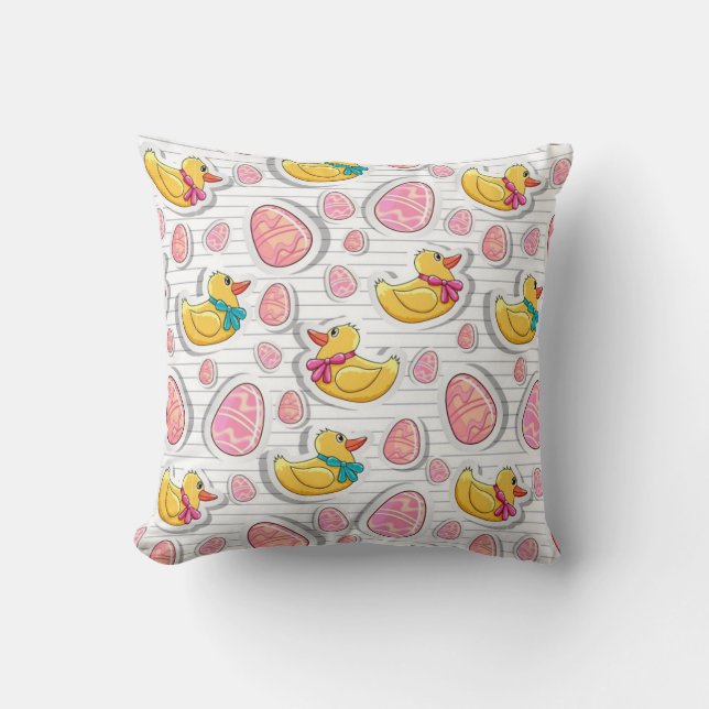 Almofada Padrão de Pato e Ovos de Páscoa (Frente)
